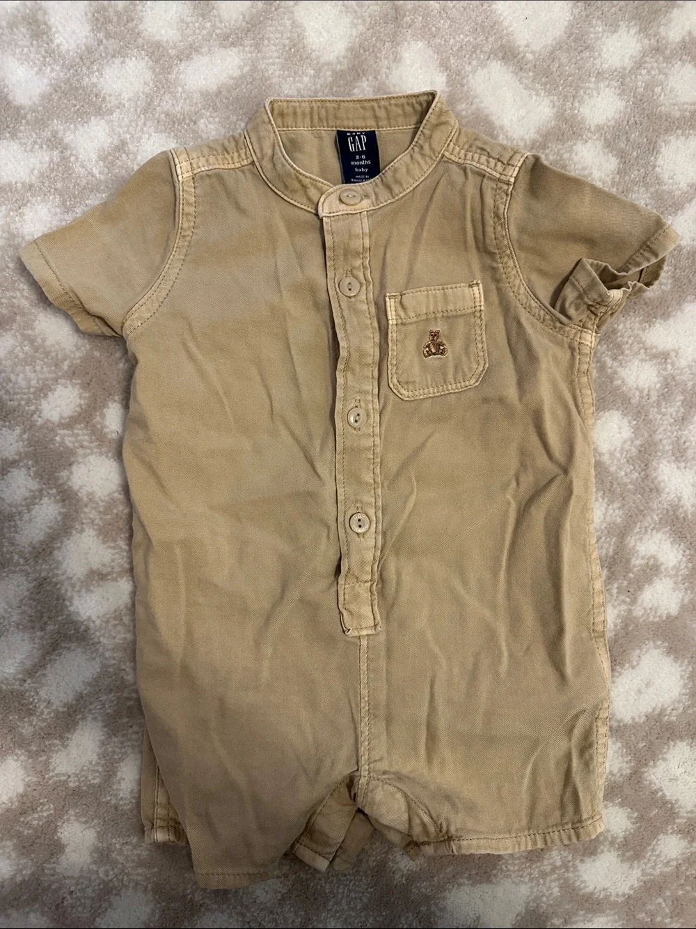 GAP NWOT Tan Khaki Short Sleeve Baby Romper